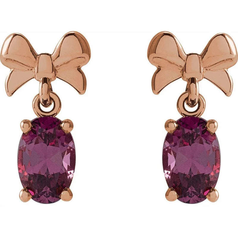 Les Gouttes de Fontainebleau, Rhodolite Garnet Bow Earrings