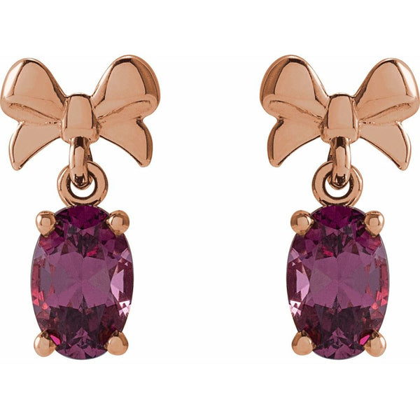 Les Gouttes de Fontainebleau, Rhodolite Garnet Bow Earrings