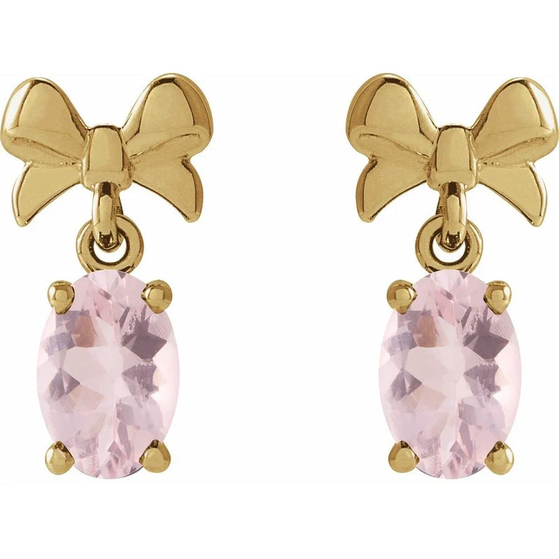 Rosée de Biarritz, Pink Morganite Bow Earrings