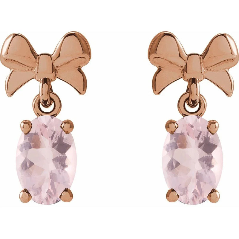 Rosée de Biarritz, Pink Morganite Bow Earrings