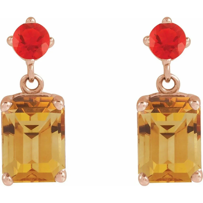 Reflet de Versailles, Citrine & Fire Opal Earrings