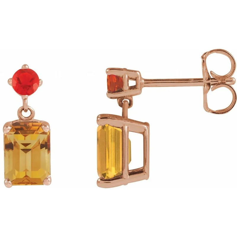 Reflet de Versailles, Citrine & Fire Opal Earrings