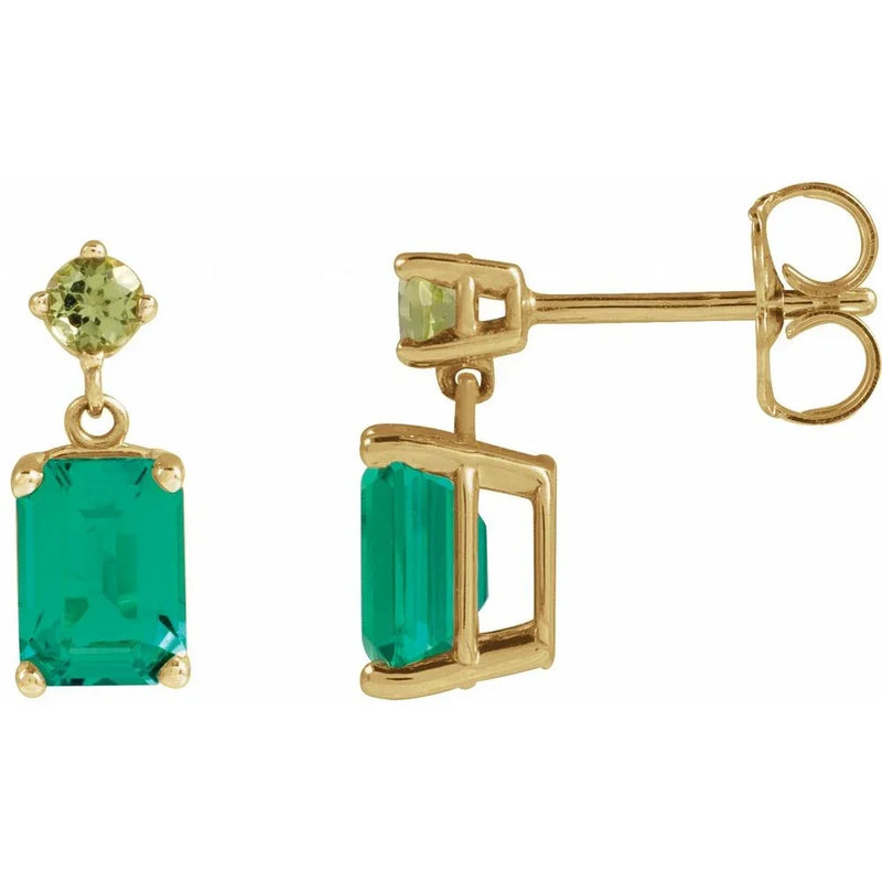 Jardins de Giverny, Emerald & Peridot Dangle Earrings