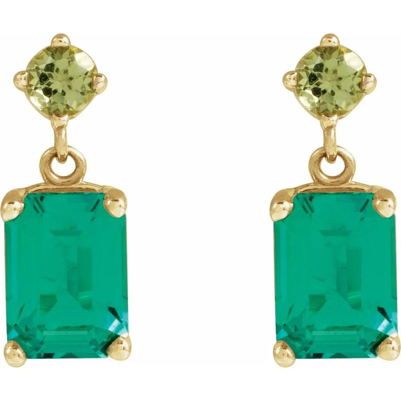 Jardins de Giverny, Emerald & Peridot Dangle Earrings