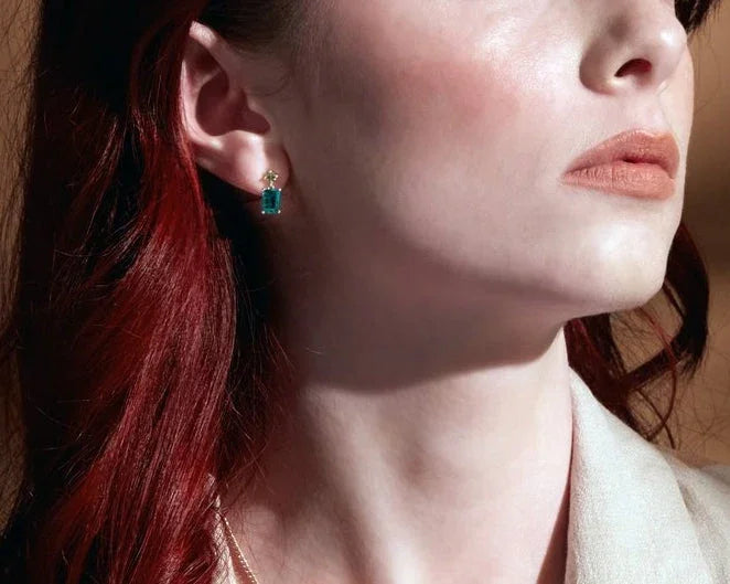 Jardins de Giverny, Emerald & Peridot Dangle Earrings