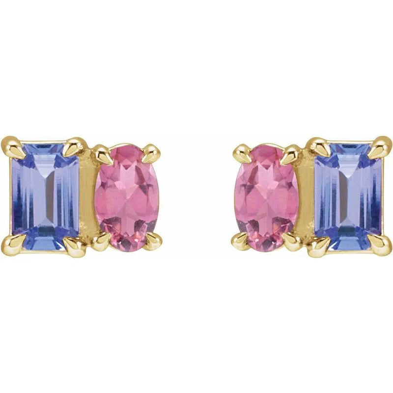 Le Duo de Paris, Tanzanite & Pink Tourmaline Two-Stone Earrings