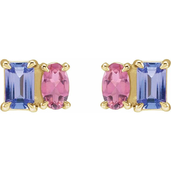Le Duo de Paris, Tanzanite & Pink Tourmaline Two-Stone Earrings