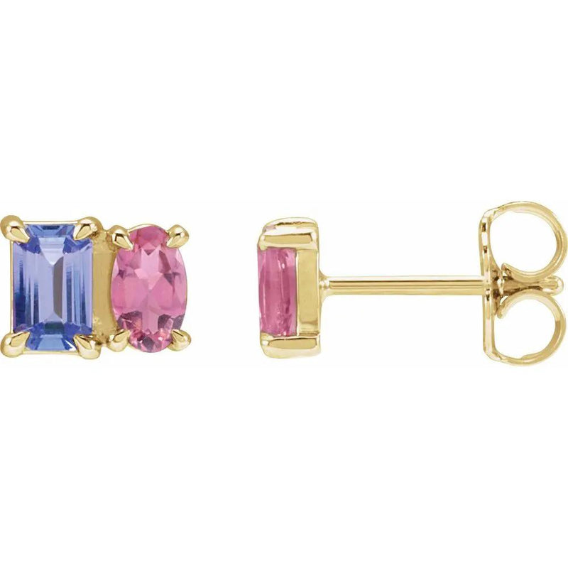 Le Duo de Paris, Tanzanite & Pink Tourmaline Two-Stone Earrings