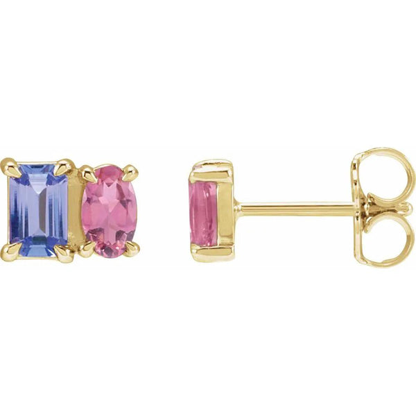 Le Duo de Paris, Tanzanite & Pink Tourmaline Two-Stone Earrings