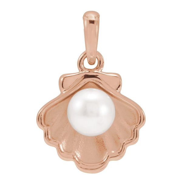 Cultured White Freshwater Pearl Shell Charm Pendant