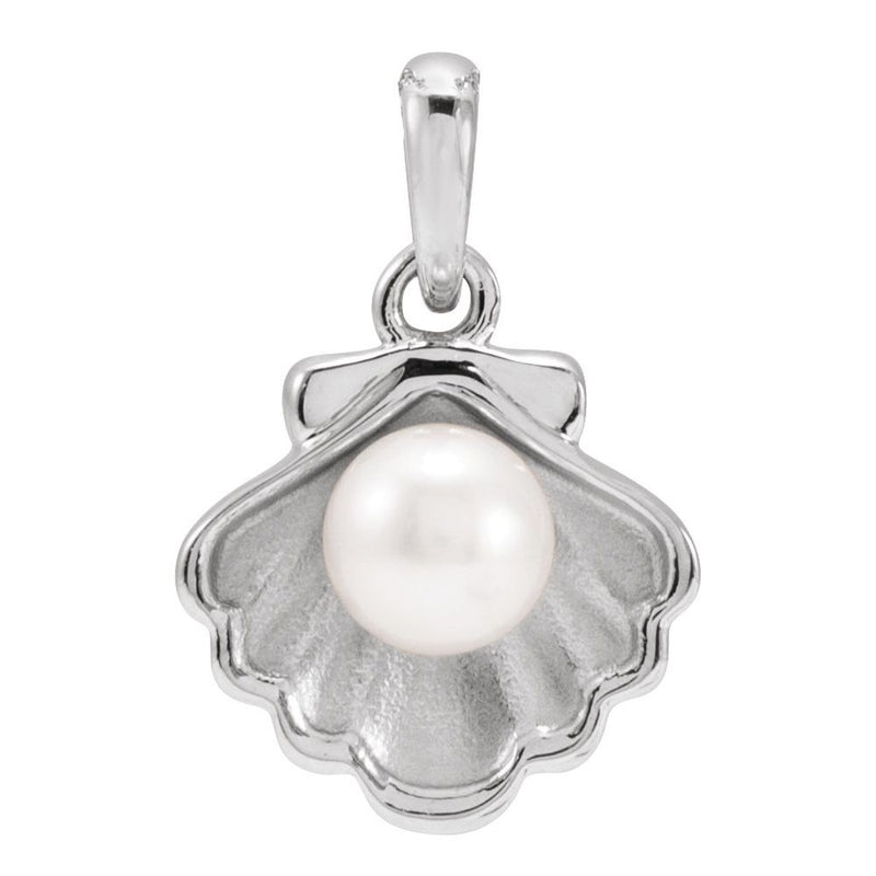 Cultured White Freshwater Pearl Shell Charm Pendant