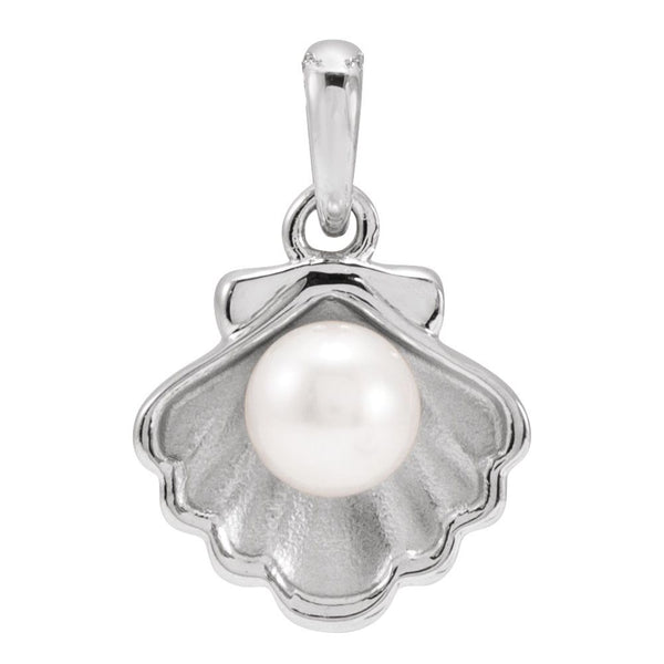 Cultured White Freshwater Pearl Shell Charm Pendant