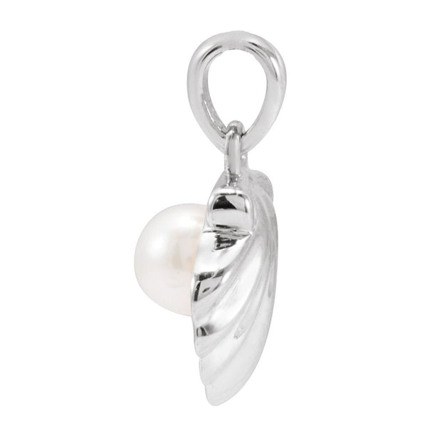 Cultured White Freshwater Pearl Shell Charm Pendant