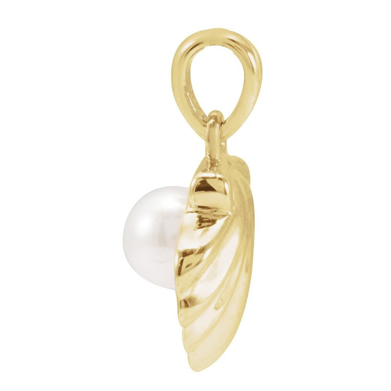 Cultured White Freshwater Pearl Shell Charm Pendant