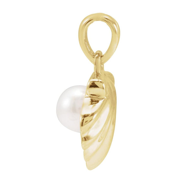 Cultured White Freshwater Pearl Shell Charm Pendant