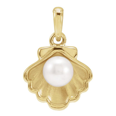 Cultured White Freshwater Pearl Shell Charm Pendant