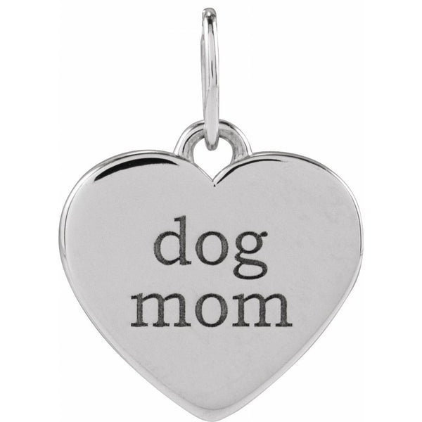 Natural Diamond Dog Mom Paw Print Heart Pendant