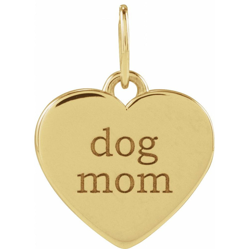 Natural Diamond Dog Mom Paw Print Heart Pendant
