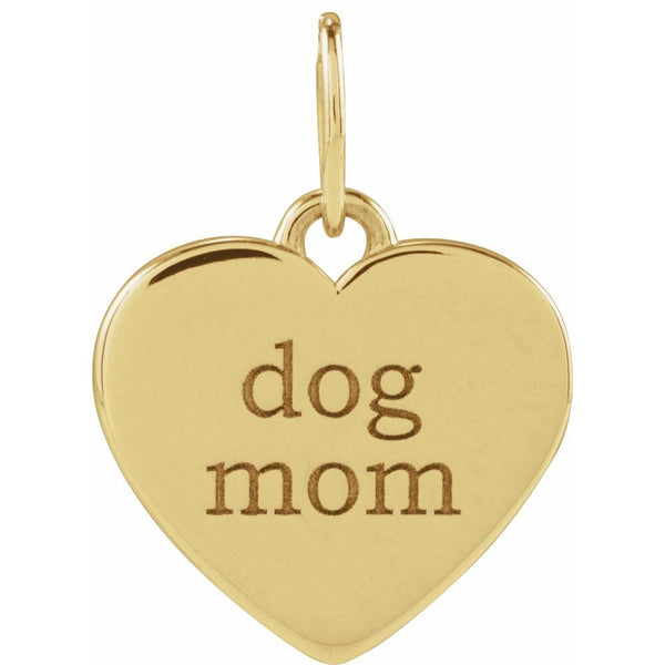 Natural Diamond Dog Mom Paw Print Heart Pendant