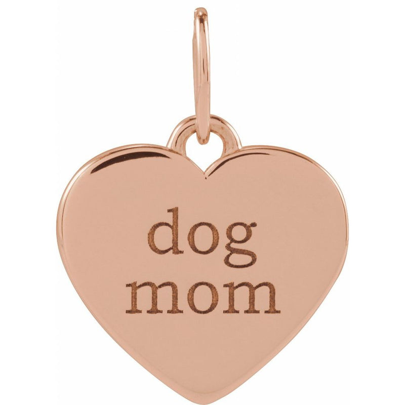 Natural Diamond Dog Mom Paw Print Heart Pendant