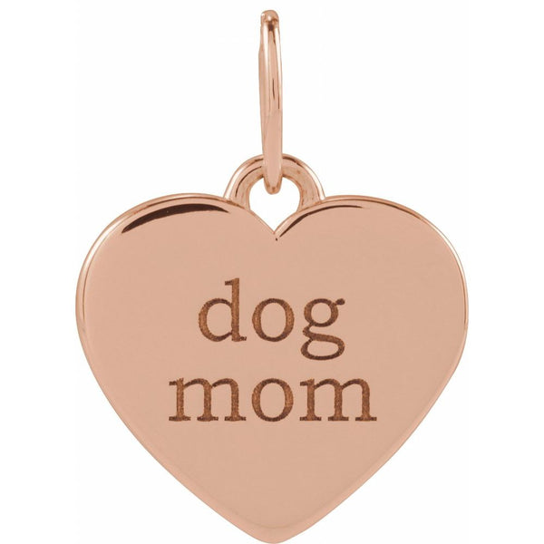 Natural Diamond Dog Mom Paw Print Heart Pendant