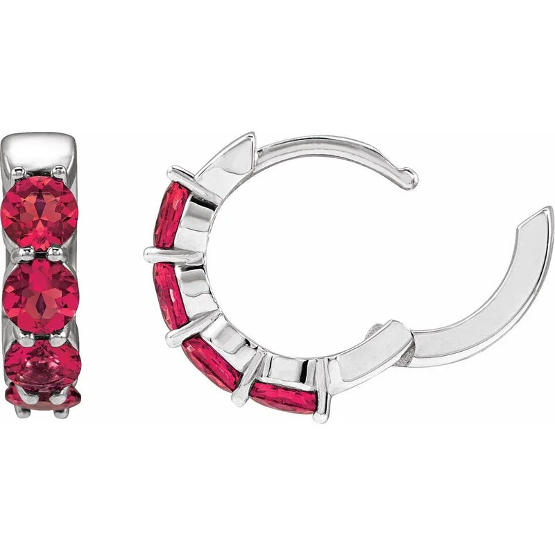 Étincelle de Saint-Germain, Lab Ruby Hoop Earrings