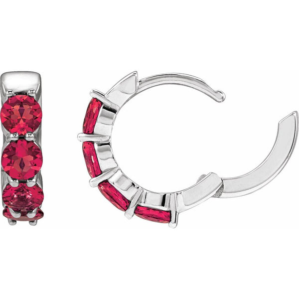 Étincelle de Saint-Germain, Lab Ruby Hoop Earrings