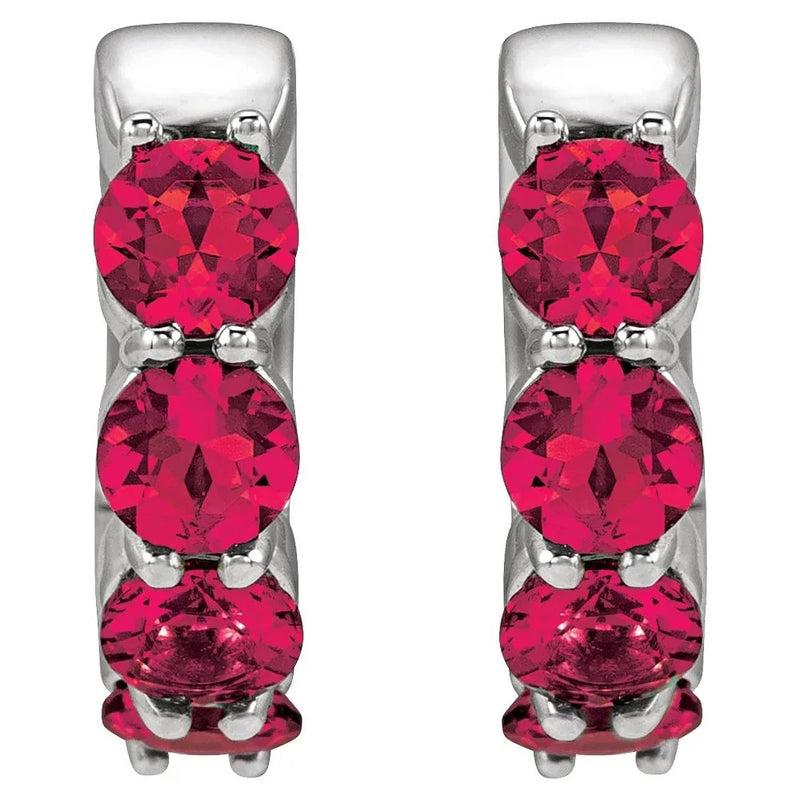 Étincelle de Saint-Germain, Lab Ruby Hoop Earrings
