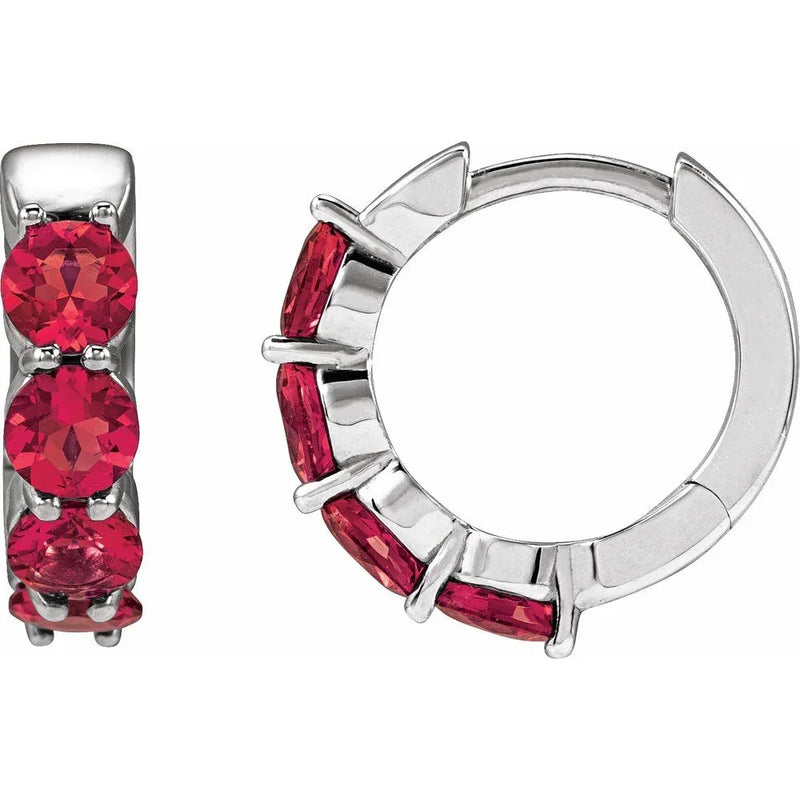 Étincelle de Saint-Germain, Lab Ruby Hoop Earrings