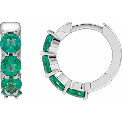 Lumière Verte de Monet, Lab-Grown Emerald Huggie Earrings