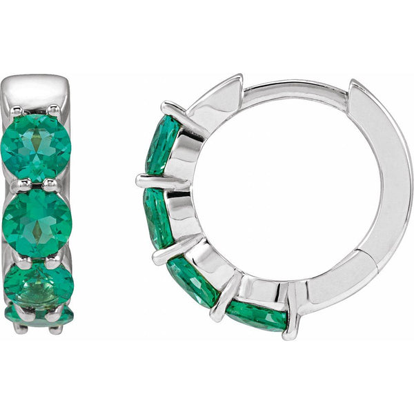 Lumière Verte de Monet, Lab-Grown Emerald Huggie Earrings