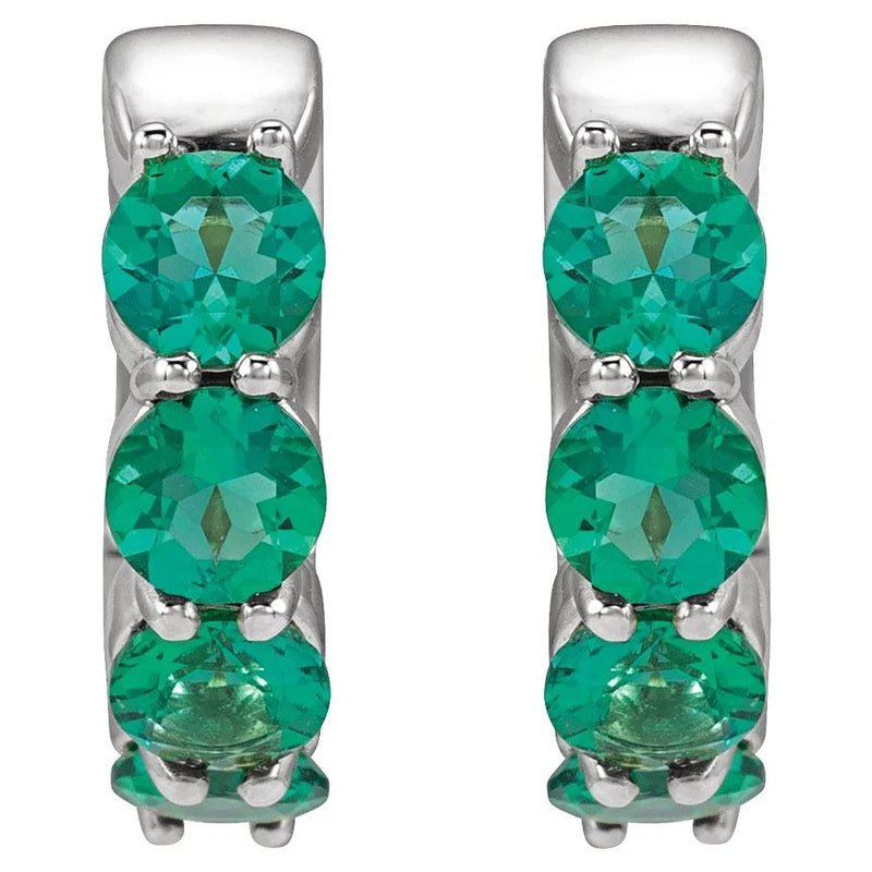 Lumière Verte de Monet, Lab-Grown Emerald Huggie Earrings