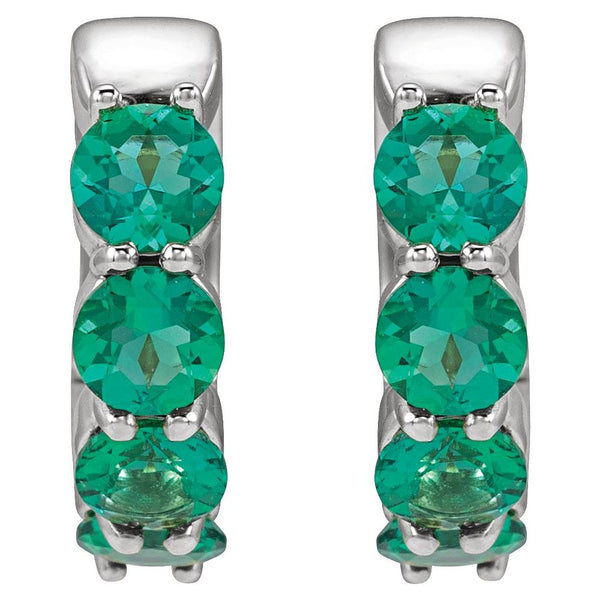 Lumière Verte de Monet, Lab-Grown Emerald Huggie Earrings
