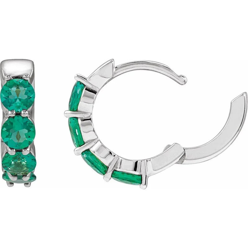 Lumière Verte de Monet, Lab-Grown Emerald Huggie Earrings