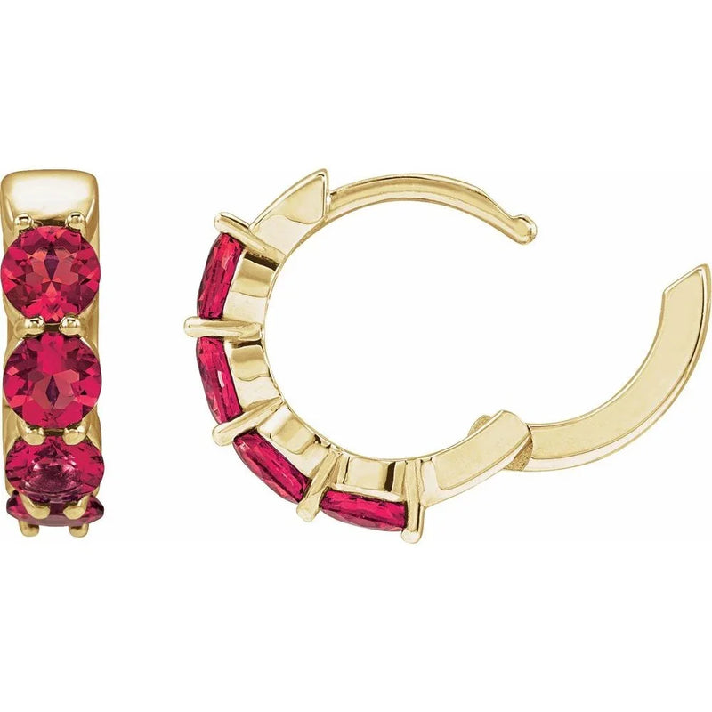 Étincelle de Saint-Germain, Lab Ruby Hoop Earrings