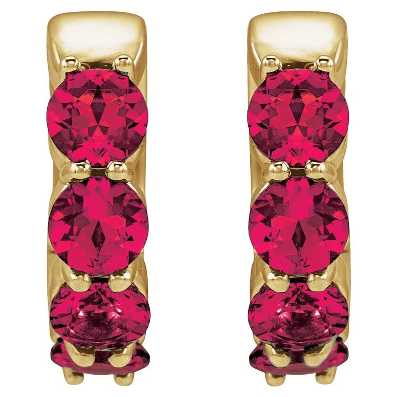 Étincelle de Saint-Germain, Lab Ruby Hoop Earrings