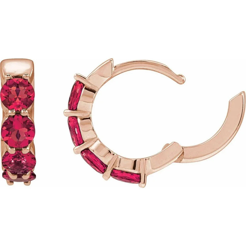 Étincelle de Saint-Germain, Lab Ruby Hoop Earrings