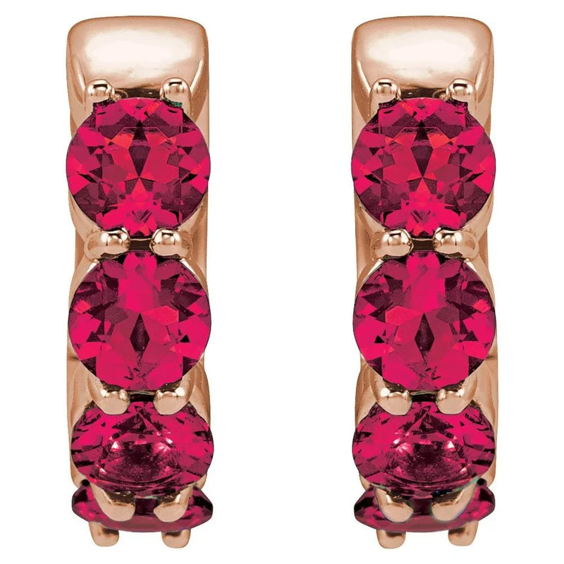 Étincelle de Saint-Germain, Lab Ruby Hoop Earrings