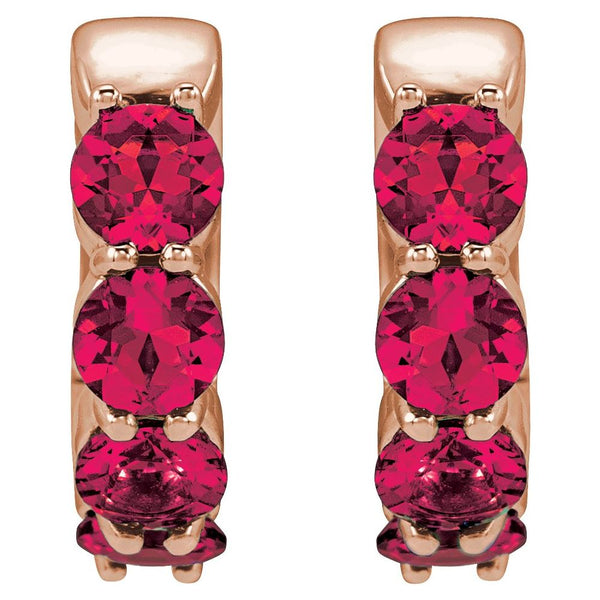 Étincelle de Saint-Germain, Lab Ruby Hoop Earrings