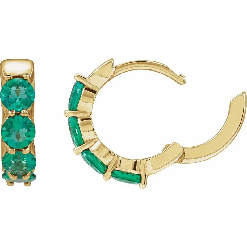 Lumière Verte de Monet, Lab-Grown Emerald Huggie Earrings