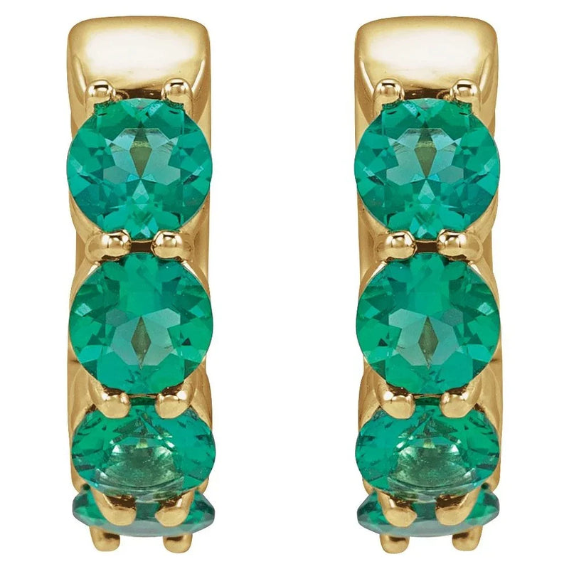 Lumière Verte de Monet, Lab-Grown Emerald Huggie Earrings