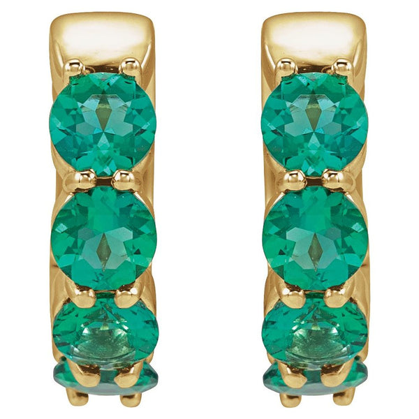 Lumière Verte de Monet, Lab-Grown Emerald Huggie Earrings