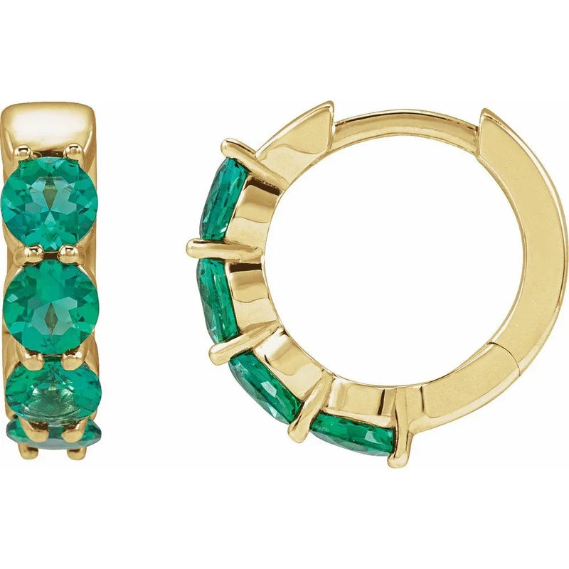 Lumière Verte de Monet, Lab-Grown Emerald Huggie Earrings