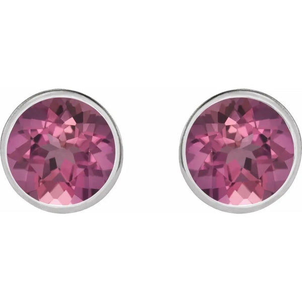 Vonne Enchanté, Rose Gold Pink Tourmaline Bezel Stud Earrings