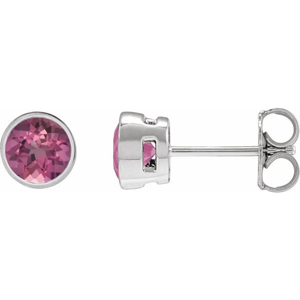 Vonne Enchanté, Rose Gold Pink Tourmaline Bezel Stud Earrings