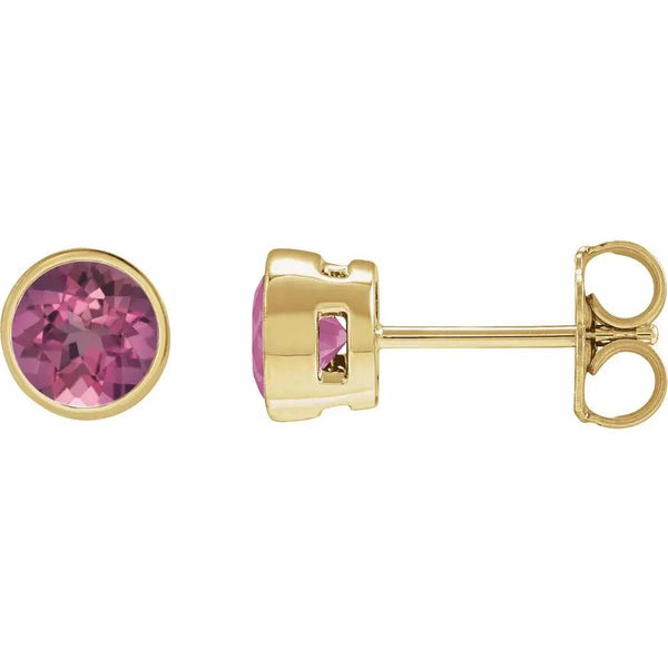 Vonne Enchanté, Rose Gold Pink Tourmaline Bezel Stud Earrings