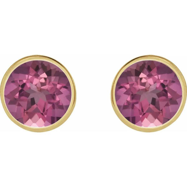 Vonne Enchanté, Rose Gold Pink Tourmaline Bezel Stud Earrings