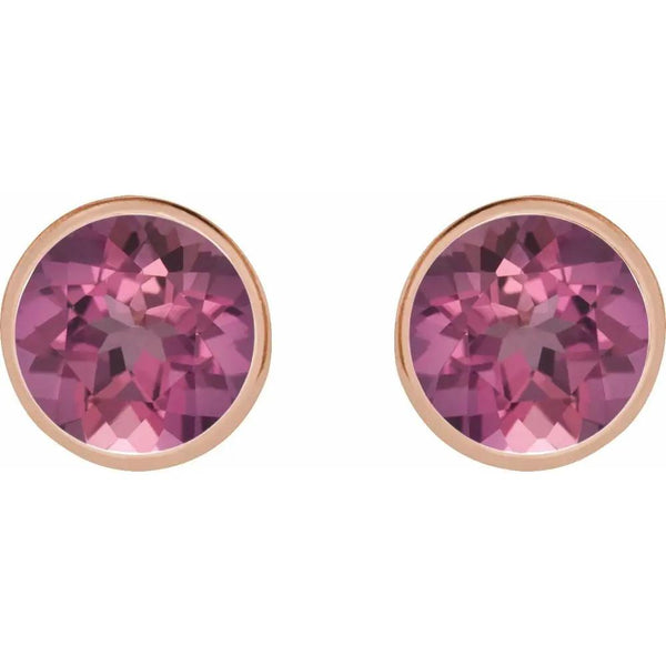 Vonne Enchanté, Rose Gold Pink Tourmaline Bezel Stud Earrings
