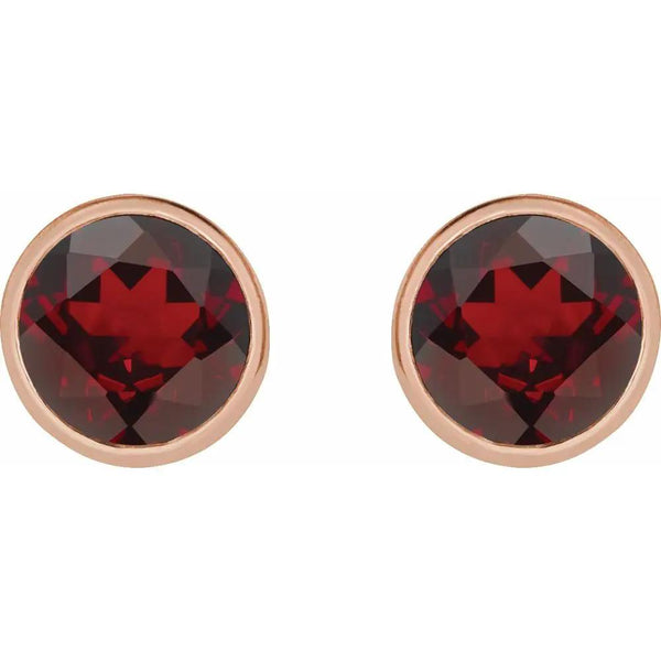 Lumière de Saint-Germain, Mozambique Garnet Bezel Stud Earrings