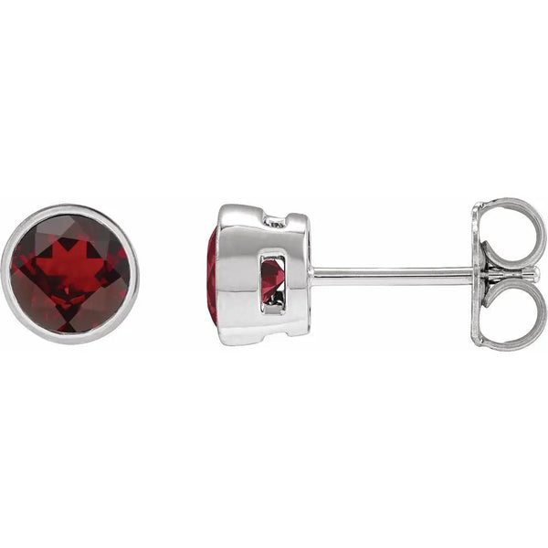 Lumière de Saint-Germain, Mozambique Garnet Bezel Stud Earrings